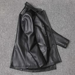 Pánská kožená bunda z pravé kůže slim fit elegantní zimní kabát černý - náhled 5