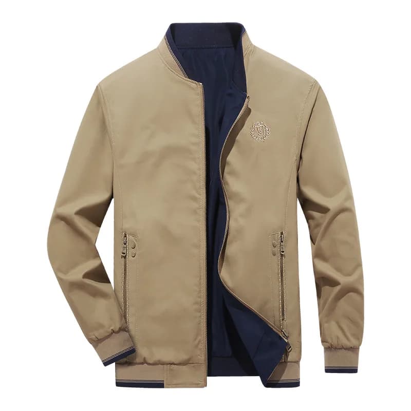 Pánská elegantní oboustranná bunda slim fit - jarní prošívaná sportovní mikina na zip