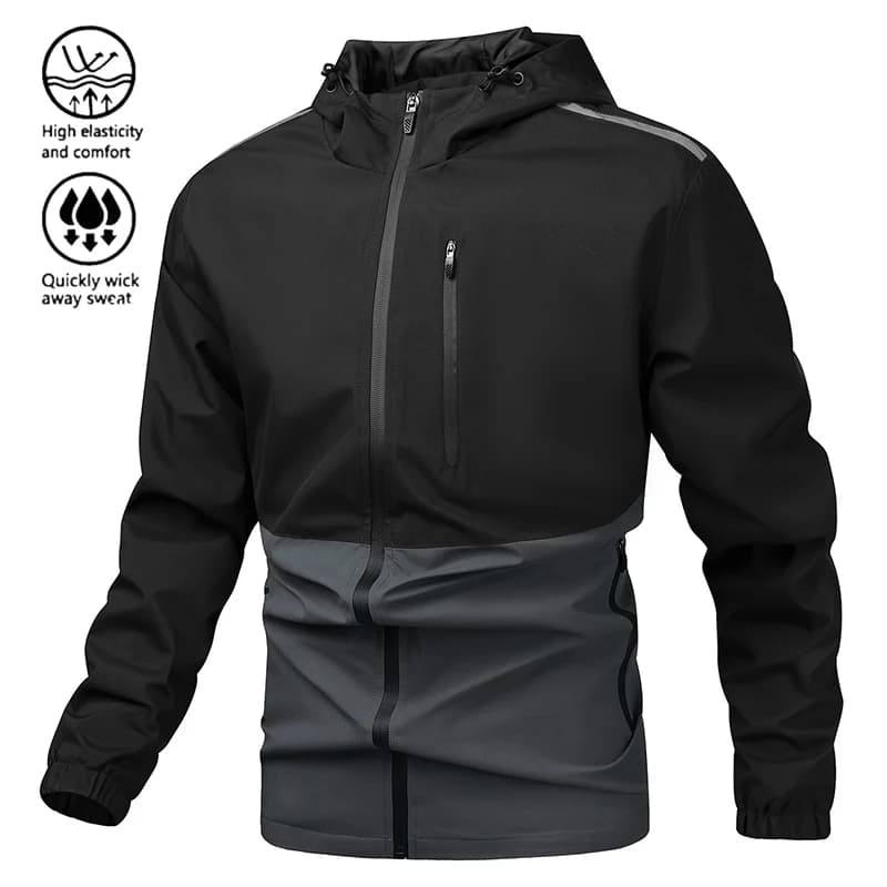 Pánská nepromokavá bunda s kapucí - outdoor sportovní vícevrstvý kabát do přírody