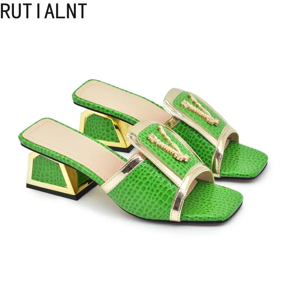 Elegantní dámské sandály na podpatku zlaté svatební společenské boty otevřená špička