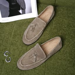 Dámské semišové mokasíny s třásněmi slip on kulatá špička pohodlné boty - náhled 3