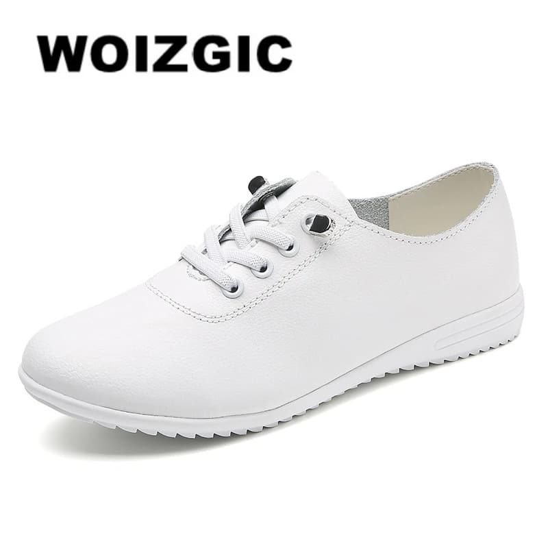 Ženské kožené mokasíny s šněrováním pohodlné ploché boty pro ženy