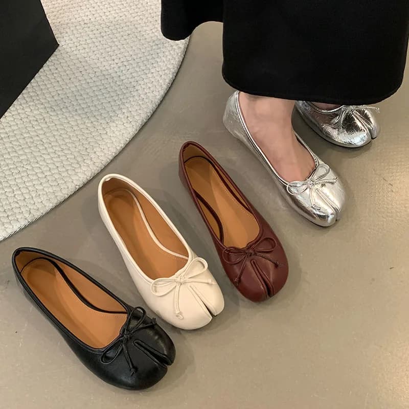 Dámské ploché slip-on boty letní jaro s ozdobným motýlím uzlem