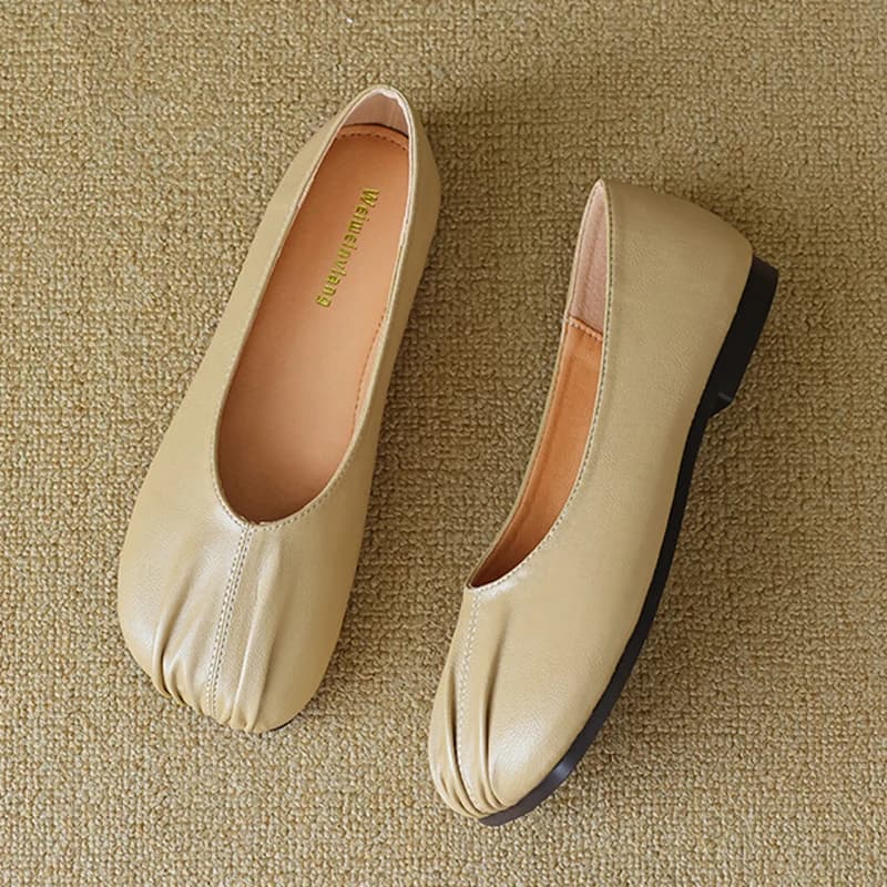 Japonský styl Dámské měkké kožené ploché boty Mokasíny patchworkové šité slip on muly