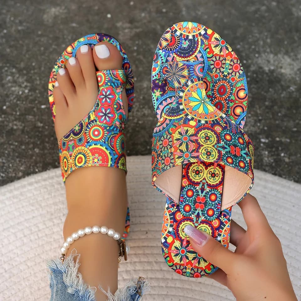 Dámské pantofle Boho květinový vzor lehké pohodlné sandály velké velikosti domácí obuv