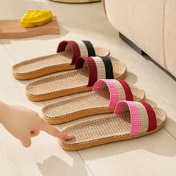 Dámské letní domácí pantofle z lněné látky pohodlné vnitřní boty pro ženy - náhled 5