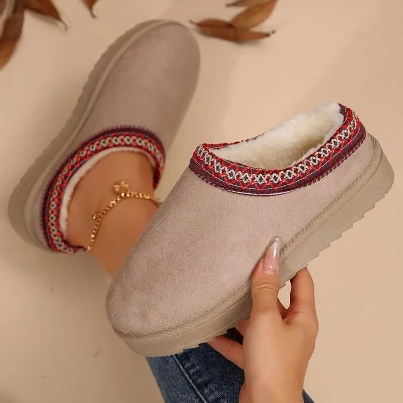 Dámské zimní sněhové boty slip-on vlna teplé luxusní elegantní cashmere ploché boty plus velikost