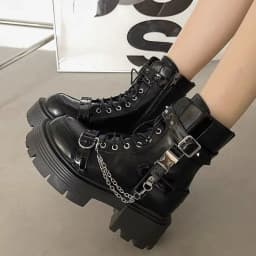 Dámské kotníkové boty Gothic platforma s nýty punk motorkářské boty - náhled 2