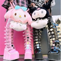Dámské nadkolenní kožené boty cosplay s platformou a vysokým podpatkem gotické spony - náhled 4