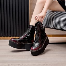 Dámské kotníkové boty z pravé kůže s platformou a vysokým podpatkem protiskluzové - náhled 7