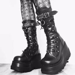 Dámské vysoké platformové boty s cvočkami goth pro cosplay velikost XXL - náhled 5