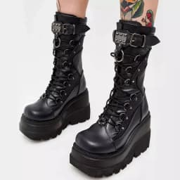 Dámské vysoké platformové boty s cvočkami goth pro cosplay velikost XXL - náhled 4