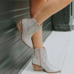 Dámské westernové boty kotníkové cowboy boots glitter třpytivé vysoké podpatky 2024 móda sexy - náhled 6