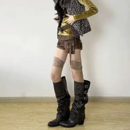 Dámské vysoké kozačky Western Gothic Punk y2k vintage rivets kovové ozdoby - náhled 2