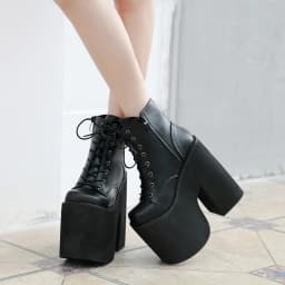 Dámské kotníkové boty 17 cm vysoké podpatky goth punk platforma černé podzim cosplay - náhled 2