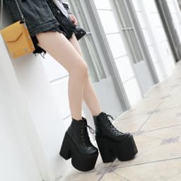 Dámské kotníkové boty 17 cm vysoké podpatky goth punk platforma černé podzim cosplay - náhled 5