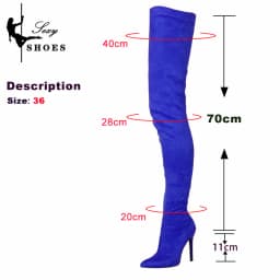 Suede Sexy Over The Knee Thigh High Long Boots Pointed Toe Stretchy Sexy Party Lady Boots Candy Color Autumn Winte Women's Shoes - náhled 3