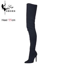 Suede Sexy Over The Knee Thigh High Long Boots Pointed Toe Stretchy Sexy Party Lady Boots Candy Color Autumn Winte Women's Shoes - náhled 4