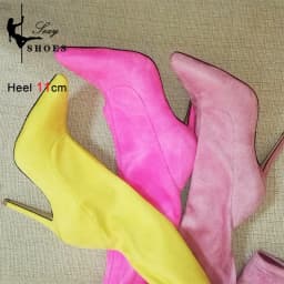 Suede Sexy Over The Knee Thigh High Long Boots Pointed Toe Stretchy Sexy Party Lady Boots Candy Color Autumn Winte Women's Shoes - náhled 6