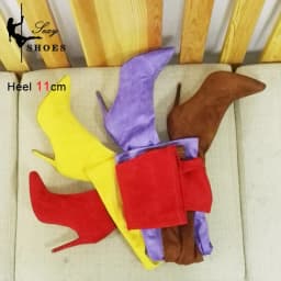 Suede Sexy Over The Knee Thigh High Long Boots Pointed Toe Stretchy Sexy Party Lady Boots Candy Color Autumn Winte Women's Shoes - náhled 7