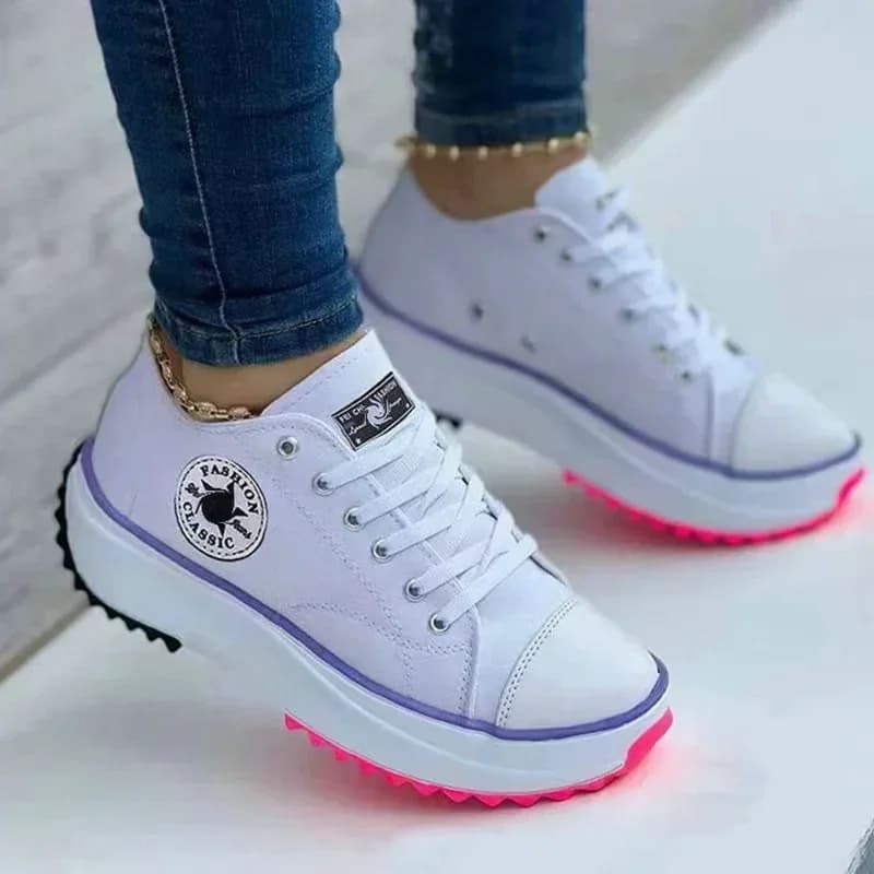 Dámské plátěné tenisky šněrovací casual boty pro každodenní nošení