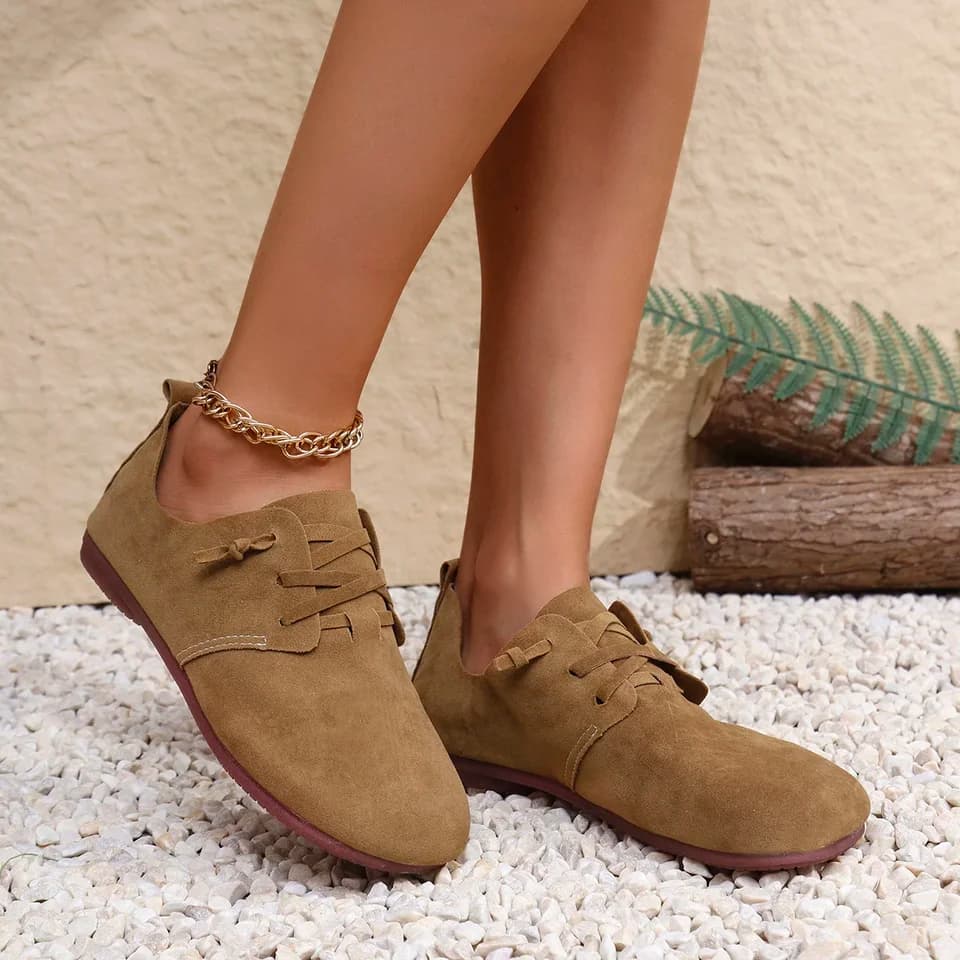 Dámské ploché boty s kulatou špičkou šněrovací lehké venkovní casual velikosti 36-43 Jaro 2025