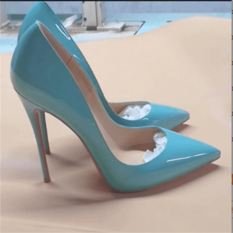 Dámské patentové lodičky špičaté slip-on 12 cm vysoký podpatek velikost 48 elegantní