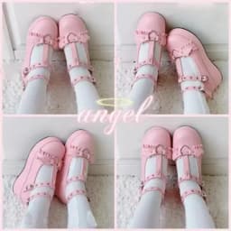 Růžové Mary Jane boty Wedges srdíčková přezka Lolita gothic platforma velikost 43 - náhled 3