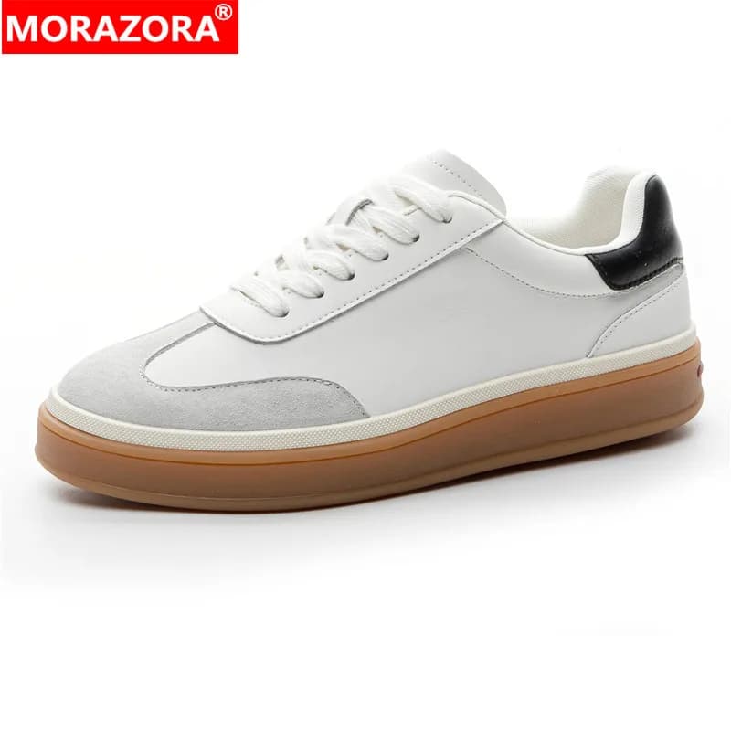 Dámské kožené tenisky šněrovací platformové boty jaro léto 2025