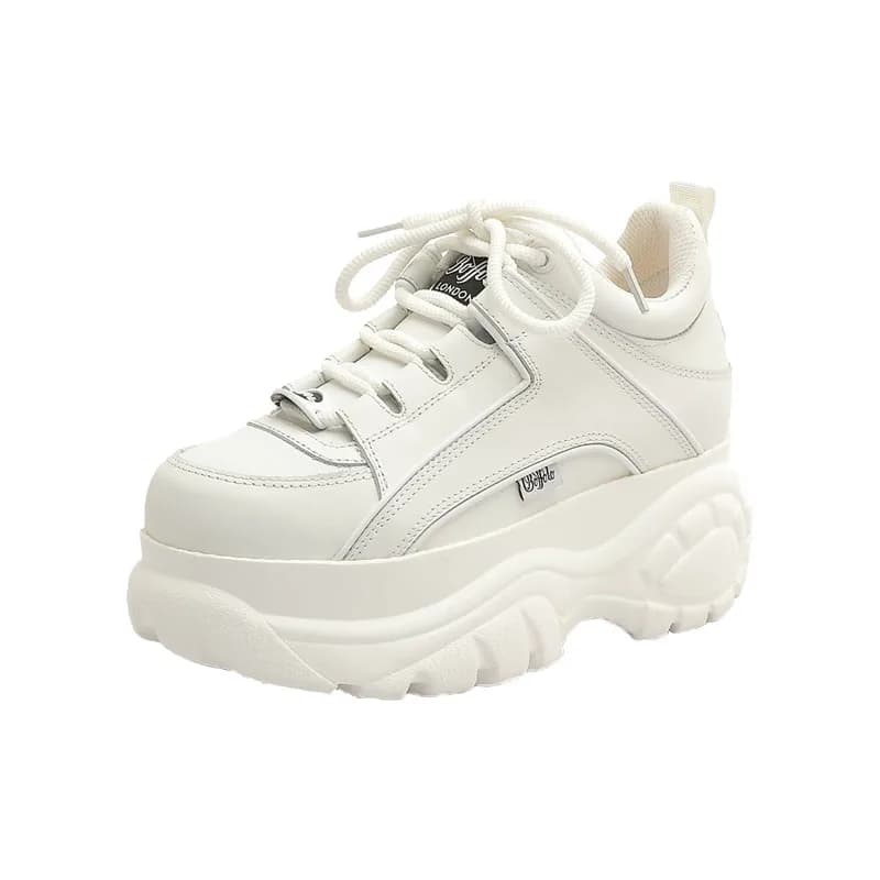 Dámské tenisky z pravé kůže s platformou kulatá špička pro každodenní nošení