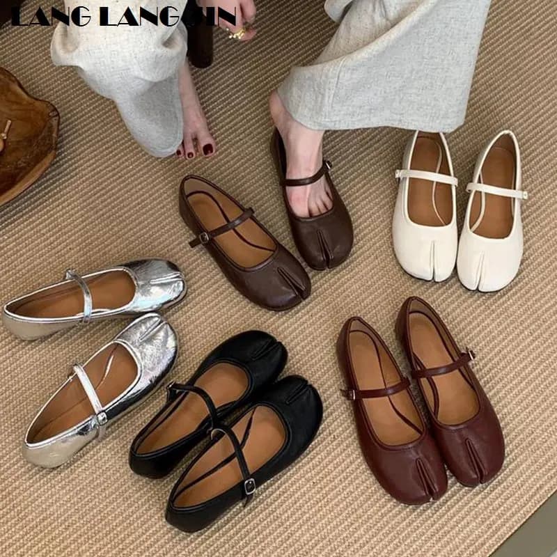 Ženské tabi boty flats baleríny mokasíny