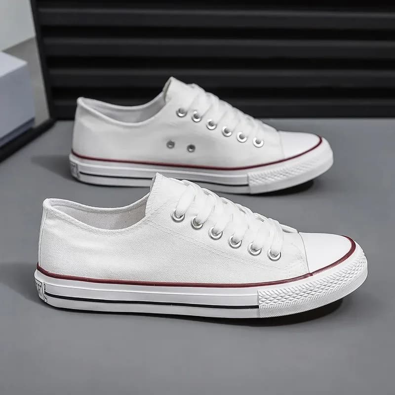 Dámské nízké plátěné tenisky se šněrováním canvasovou gumovou podrážkou pohodlné pro studentky