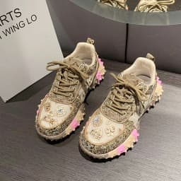 Dámské tenisky 2025 Luxusní rhinestone Síťované Casual Platformové Outdoor Běžecké boty - náhled 3
