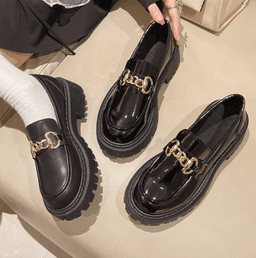 Dámské loafers Mary Jane kulatá špička s platformou casual kovová spona - náhled 5