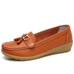 Jarní styl pro maminky dámské boty pravá kůže slip on plochý podpatek měkká podrážka velká velikost - náhled 6