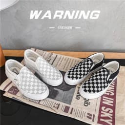 Dámské kárované černobílé ploché boty casual vintage Harajuku Korejský styl - náhled 2