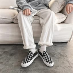 Dámské kárované černobílé ploché boty casual vintage Harajuku Korejský styl - náhled 3