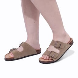 Semišové unisex mules s korkovou stélkou a oporou klenby pohodlné sandály doma i na venku - náhled 5