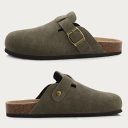 Semišové unisex mules s korkovou stélkou a oporou klenby pohodlné sandály doma i na venku - náhled 4