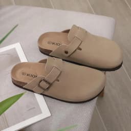 Semišové unisex mules s korkovou stélkou a oporou klenby pohodlné sandály doma i na venku - náhled 7