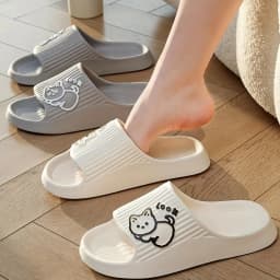 Dámské letní pantofle s kočičím motivem do koupelny měkká protiskluzová podrážka - náhled 7