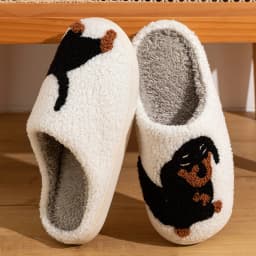 Dámské pantofle s motivem jezevčíka domácí teplé pohodlí lehké zimní bavlněné boty - náhled 3