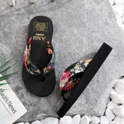 Dámské letní EVA pantofle boho saténová stuha žabky plážové sandály - náhled 4
