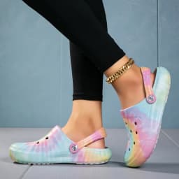 Dámské zahradní pantofle lehké nazouvací protiskluzové s tie-dye vzorem letní plážové - náhled 6