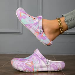 Dámské zahradní pantofle lehké nazouvací protiskluzové s tie-dye vzorem letní plážové - náhled 5