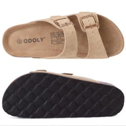 Letní ploché sandály s podporou klenby unisex korková podrážka dvojitá přezka PVC materiál - náhled 4