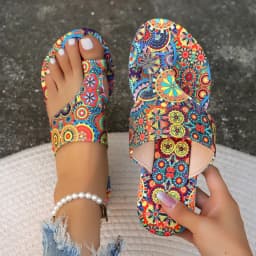 Dámské pantofle Boho květinový vzor lehké domácí sandály - náhled 2