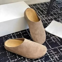 Dámské pantofle uzavřené špičky ze semiše clogs sandály podzim retro plochá podrážka slingback - náhled 2