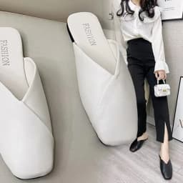 Dámské ploché pantofle letní venkovní boty velké velikosti s hranatou špičkou slip-on mules plážové - náhled 4