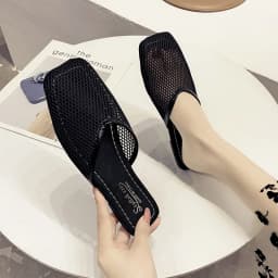 Letní Dámské pantofle síťované Mules indoor outdoor Čtvercová špička plážové sandály - náhled 5